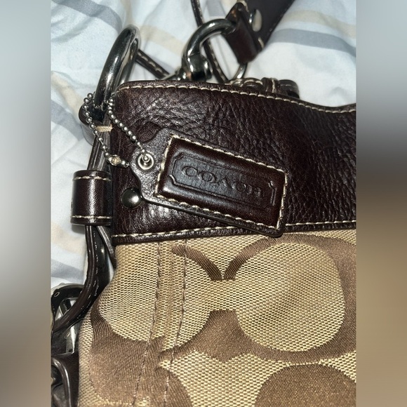 VINTAGE Coach Zoe Signature F12657 Jacquard Brown Hobo Handbag - Picture 16 of 16